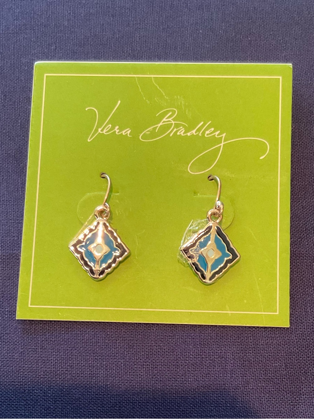 Vera Bradley Blue and Silver Enamel Dangle Earrings